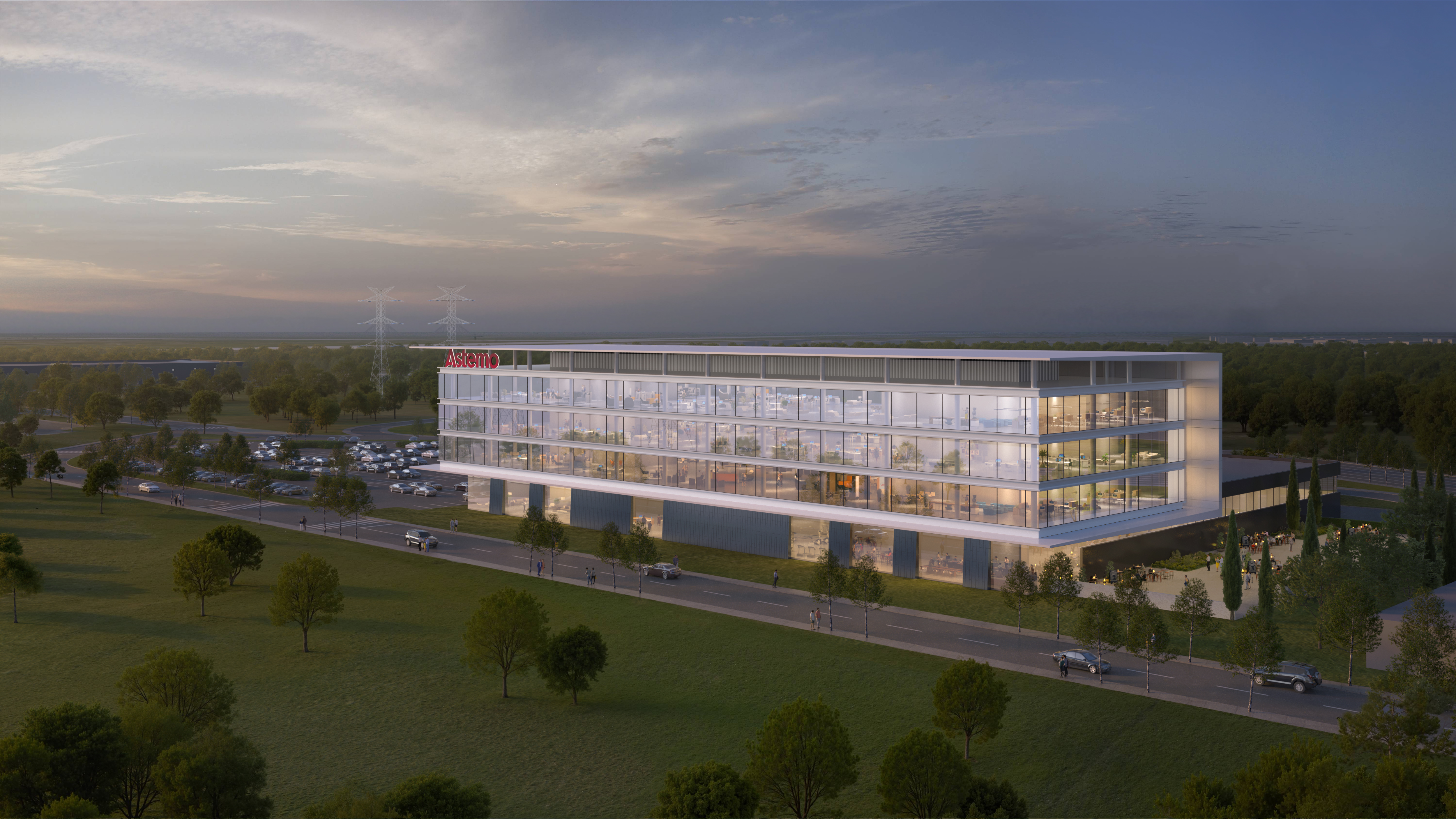 Rendering of Astemo Americas’ new regional headquarters by Kirco Manix Construction and Gensler Architect